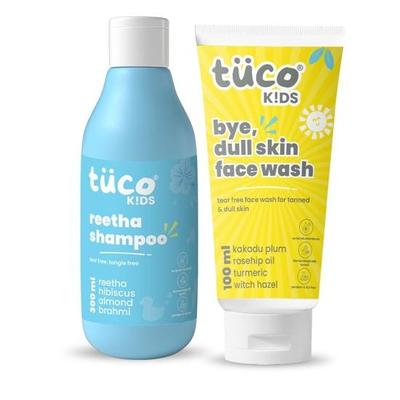 Tuco Kids Combo Pack | Mild Shampoo & Face Wash- 100ml Each | Ages 2-5, 5-10, 10-15 Child | Paraben & Sulphate Free | Pack of 2