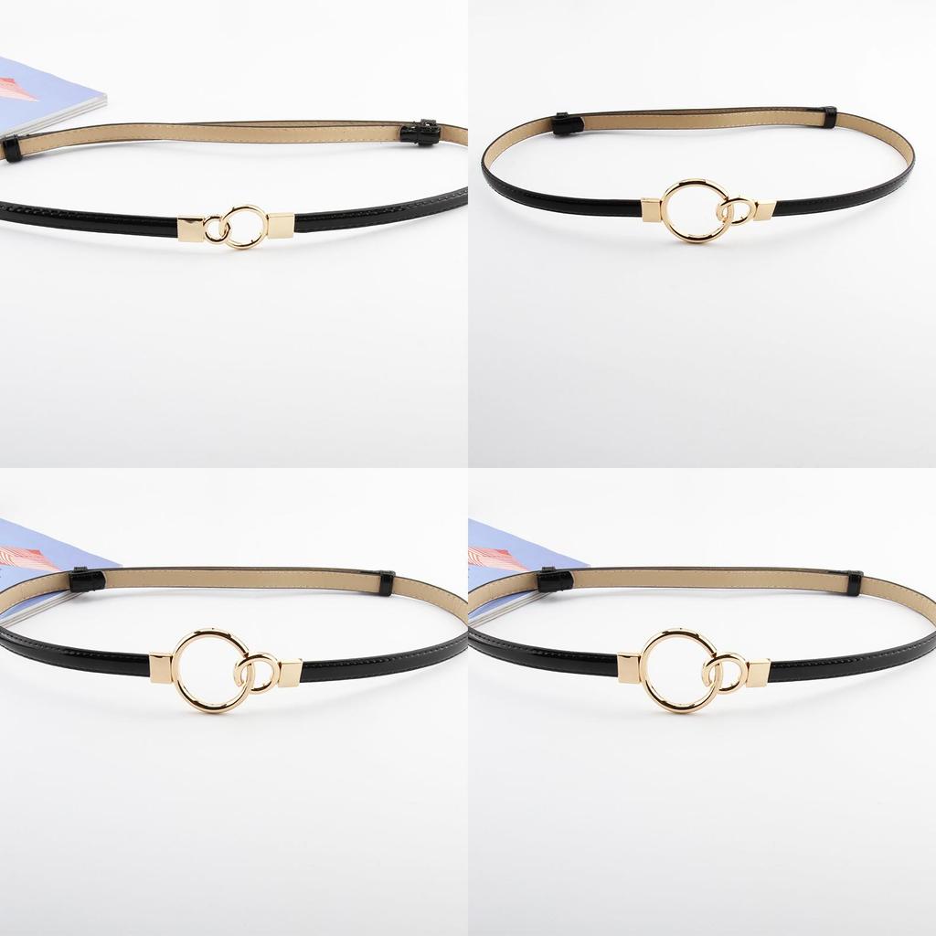 Simple Solid Color Ring Buckle Decoration Women Slim Waist Belt For Elegant Outfits
