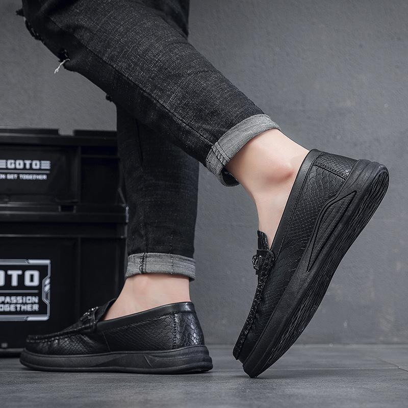 Casual men's one-pedal soft-soled handmade casual leather shoes inner height increase versatile British leather shoes men's work men's shoes