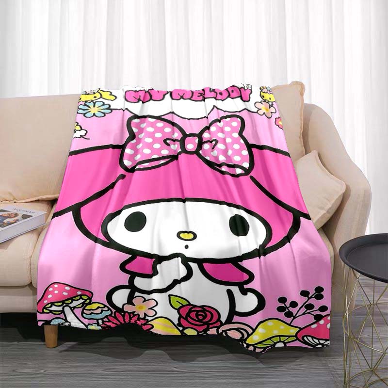 This 3D Adorable My Melody and Cinnamoroll Cartoon Flannel Blanket Is Comfortable and Soft, Suitable for Use In Bedrooms, Beds,