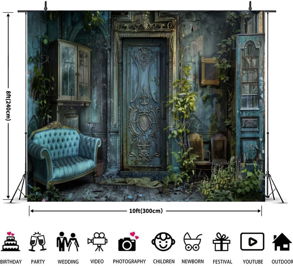 Vintage Gothic Wall Tapestry Polyester Decoration Overgrown Mansion Scene Dark Academia Victorian Style Art Home Decor Living Ro