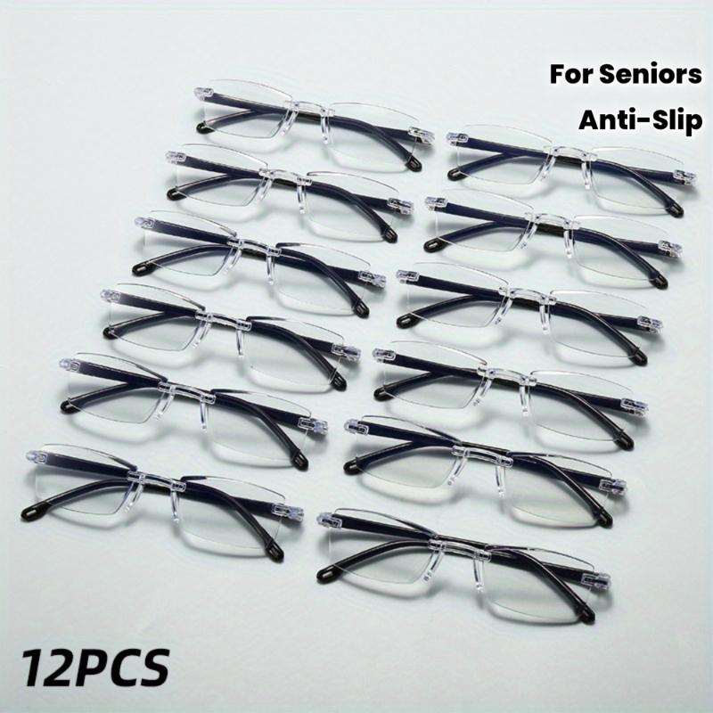 

12PCS Fashion Reading Glasses Frameless Eyeglasses Men and Women Finished Presbyopic Glasses +250