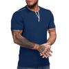 Mens Slim Fit V Neck Henley Short Sleeve Solid Casual T Shirt