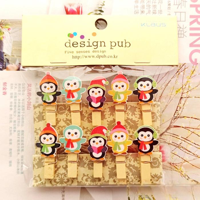 

Мультяшные Животные Цветные Пингвины Подвешивание Фотографий Дети Цветочный Магазин Зажим для Открыток 10pcs(one set)