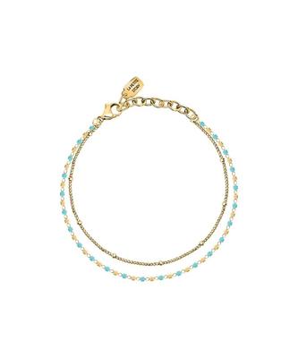 Goldfarbenes Stahlarmband mit blauen und goldenen Perlen LPS05ARR96 für Damen
