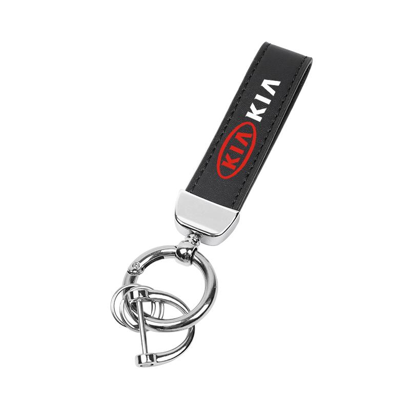 BQTT3 Car Key Chain Black Leather Keyring Pendant Car Interior For Kia Sportage Ceed Picanto Rio ProCeed Niro Morning K7 K5 K8 Ray K9