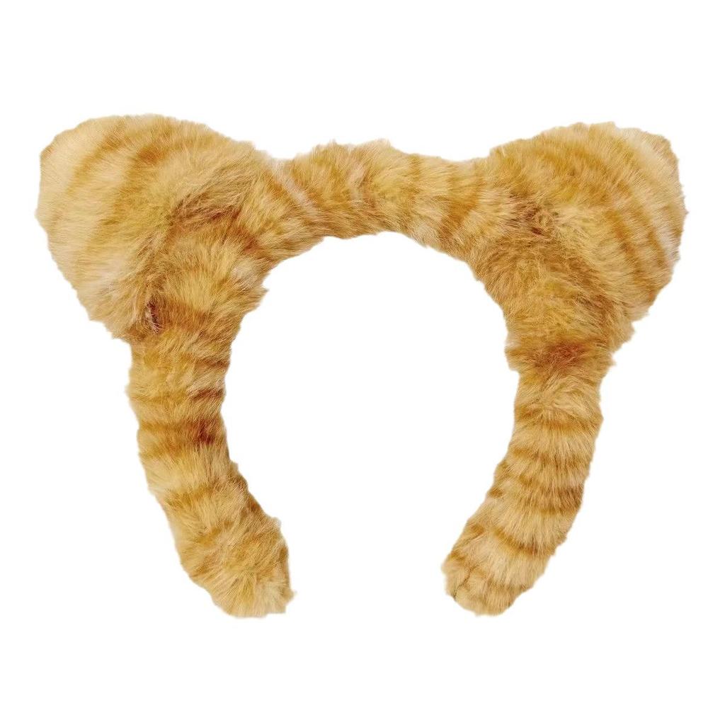 Christmas Orange Cat Plush Headband: Women's Cute Photo Prop for Amusement Parks, Performances, Makeup, and Face Washing.