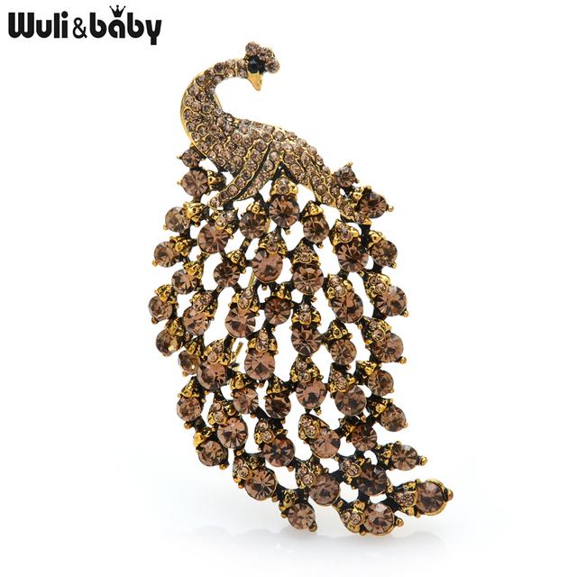 Normal Size Peacock Brooches For Women Rhinestone 4-color Beauty Bird Party Office Brooch Pin Gifts