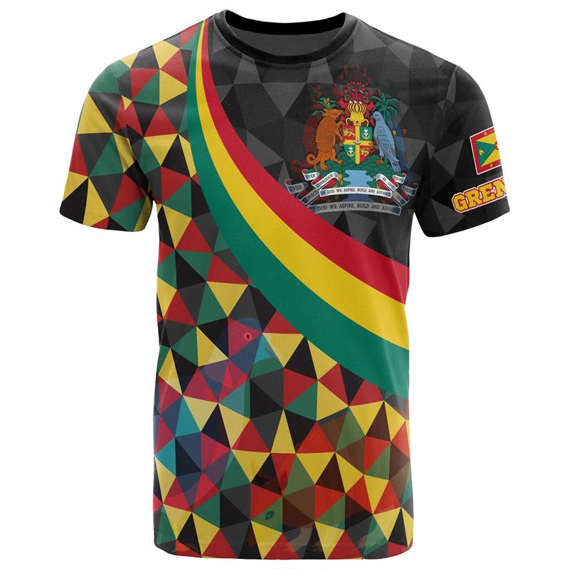 Grenada Flagg Grafisk T-shirt För Män 3D-tryckt Vapen T-shirt Sportkläder Rund Hals Korta Ärmar Casual T-shirts