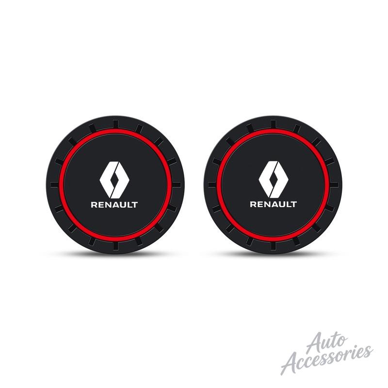 2PC PVC Silicone Car Coaster Water Cup Slot Mat Anti-slip Pad For Renault RS Clio Megane 2 3 4 Captur Trafic Scenic 2 Twingo Zoe R999