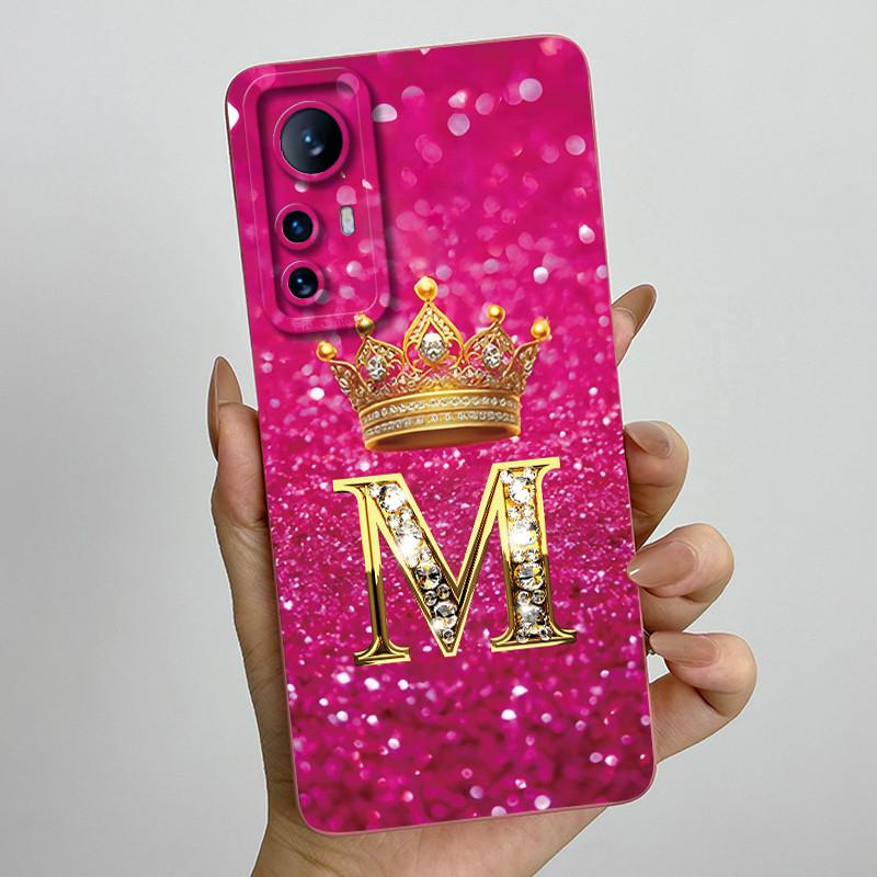 For Xiaomi 12 Lite Case Xiaomi 12T Pro 5G Casing Crown Letter Couple Phone Case Soft Liquid Silicone Lens Protective Back Cover