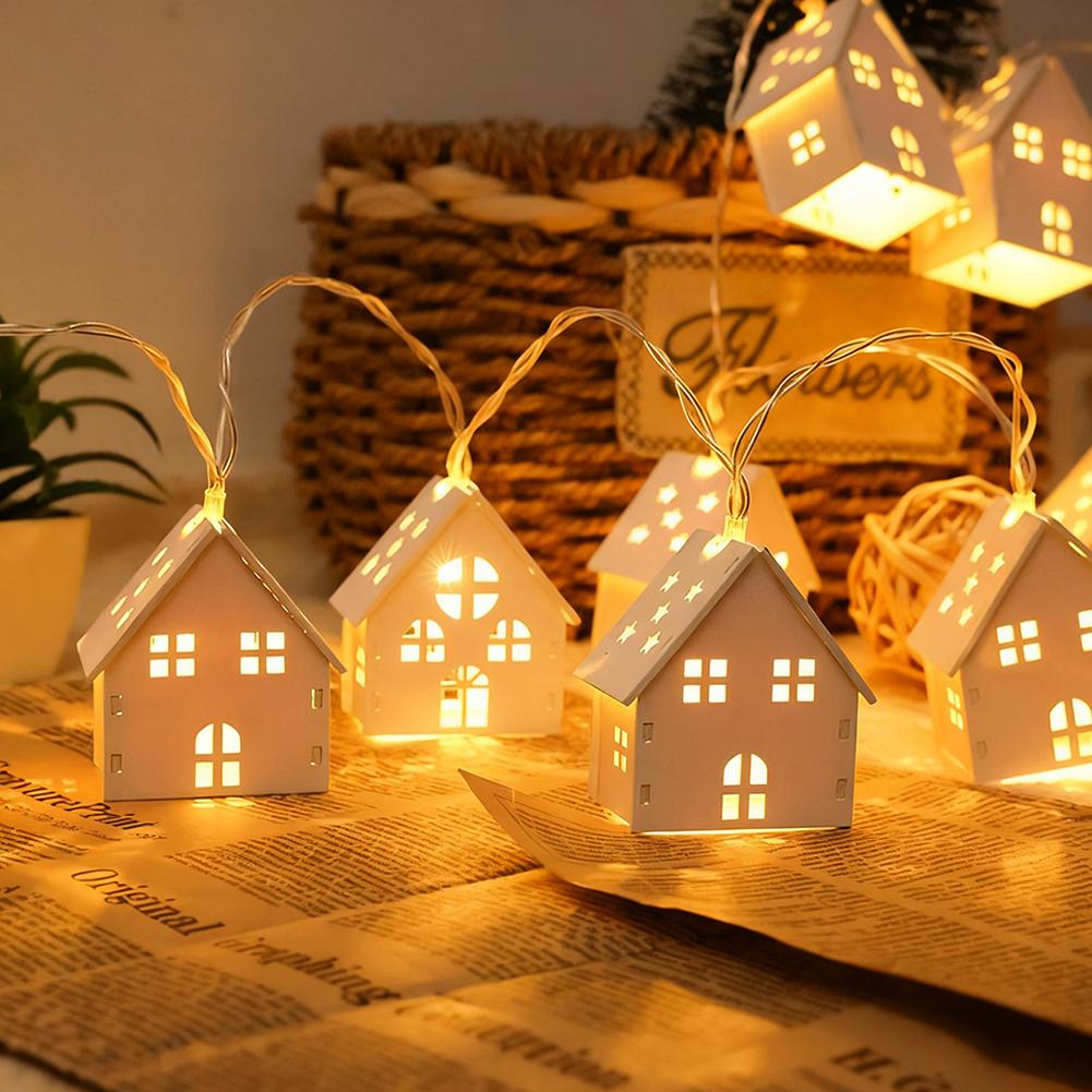 1.5/2/3m LED Christmas Decoration Wood House String Light Santa Claus Christmas Trees Battery USB String Lighting for Home Decor