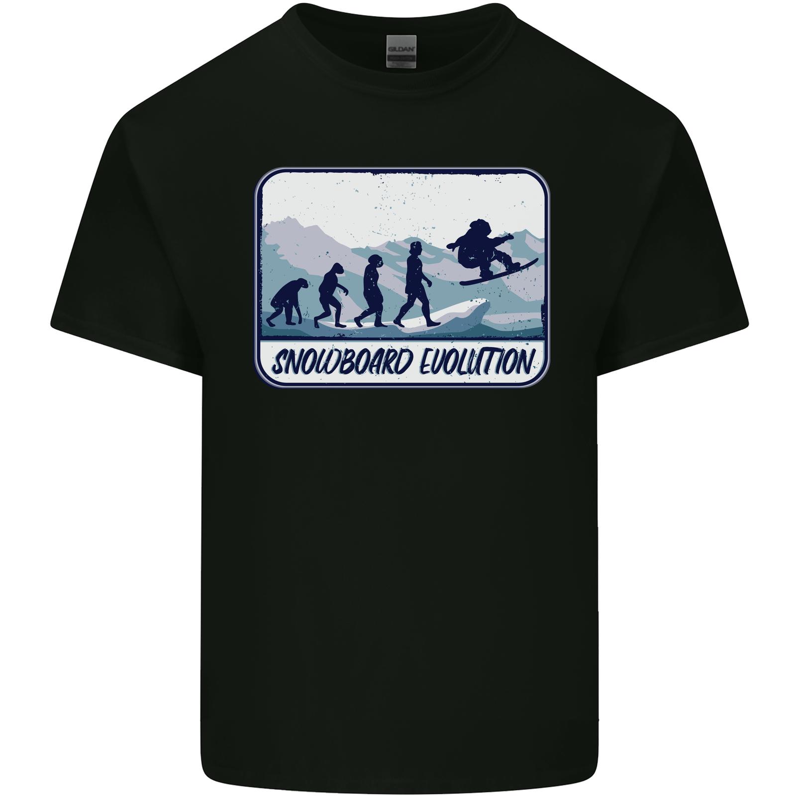 Snowboard evolution fun snowboarder cotton men s t-shirt- S