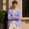 Polyester Single Button Coat Men Casual Blazer Notch Lapel Suit Jacket Structured Daily Wear Jacket Business for Wedding Office Layering Pieces