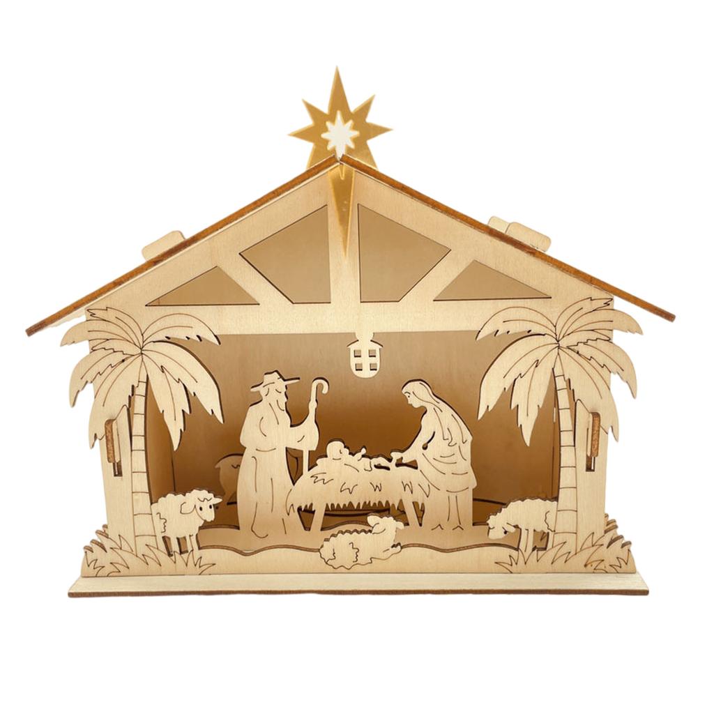 Artistic Wood Moon And Star Display Ornament With LED Light Perfectly For Personalizing Home Decoration