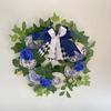Wooden Plaques Blue and White Porcelain Pattern Wreath Outdoor Courtyard Party Decorations Garlands for Wall Door Window
