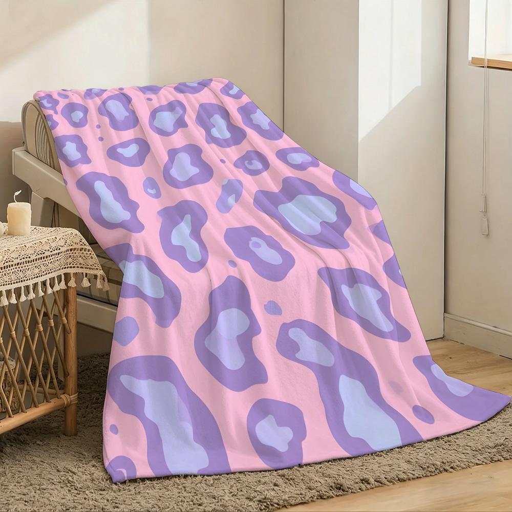 Leopard Print Throw Lightweight 240g Flannel Blanket Soft Skin-friendly for Summer Cooling