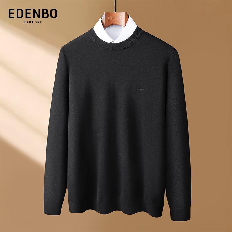 Edenbo Men's Soft Thick Wool Blend Round Neck Sweater