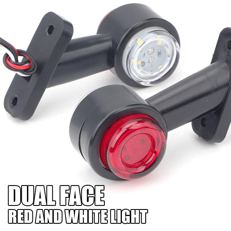 Truck Dual Face LED Side Marker Parking Light White Red Clearance Lights for Trailer Tractor RV Van Lorry Position Lamp 12V 24V