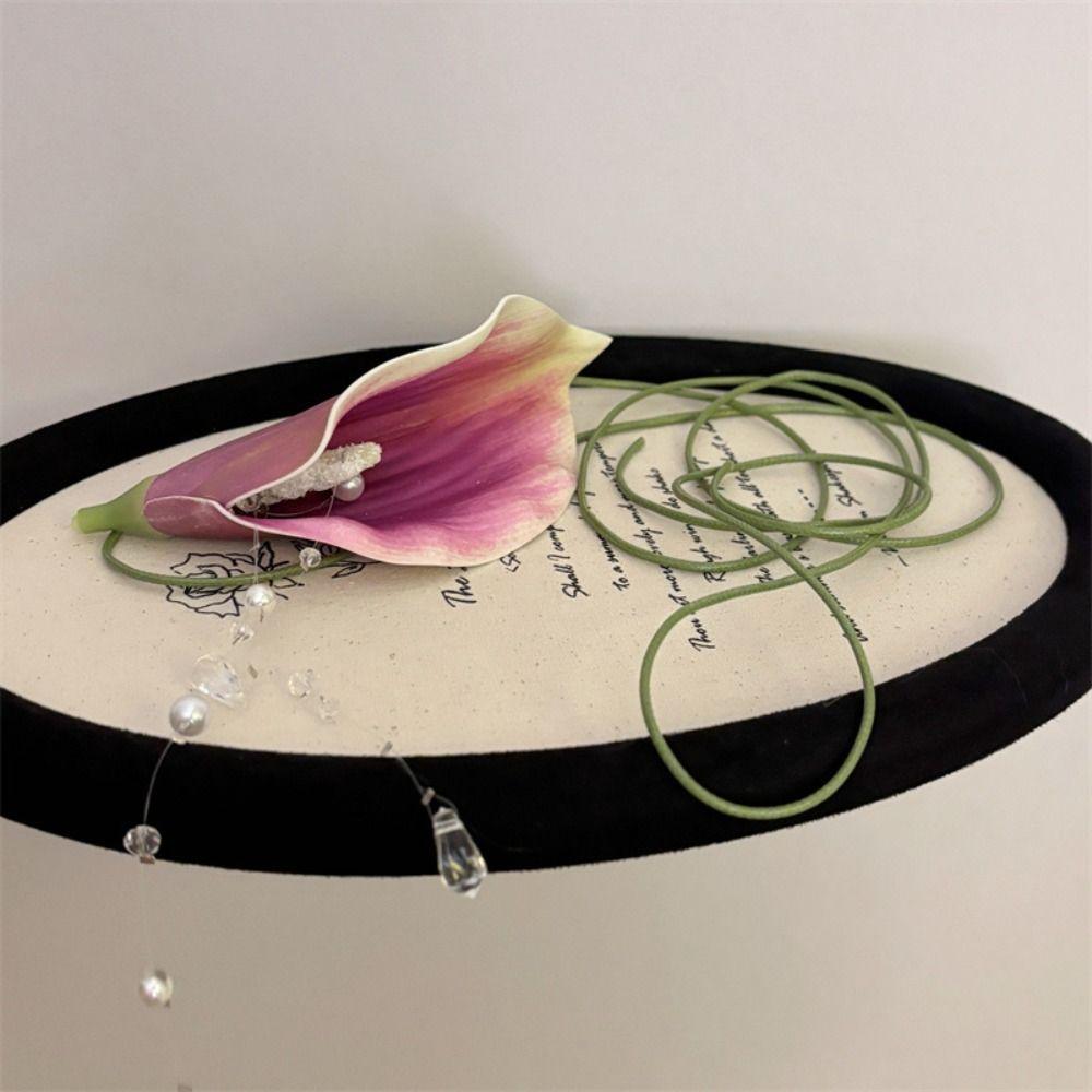 Korean Style Sweet Flower Choker Lace Up Floral Clavicle Chain Fashion Zantedeschia Necklace  Women