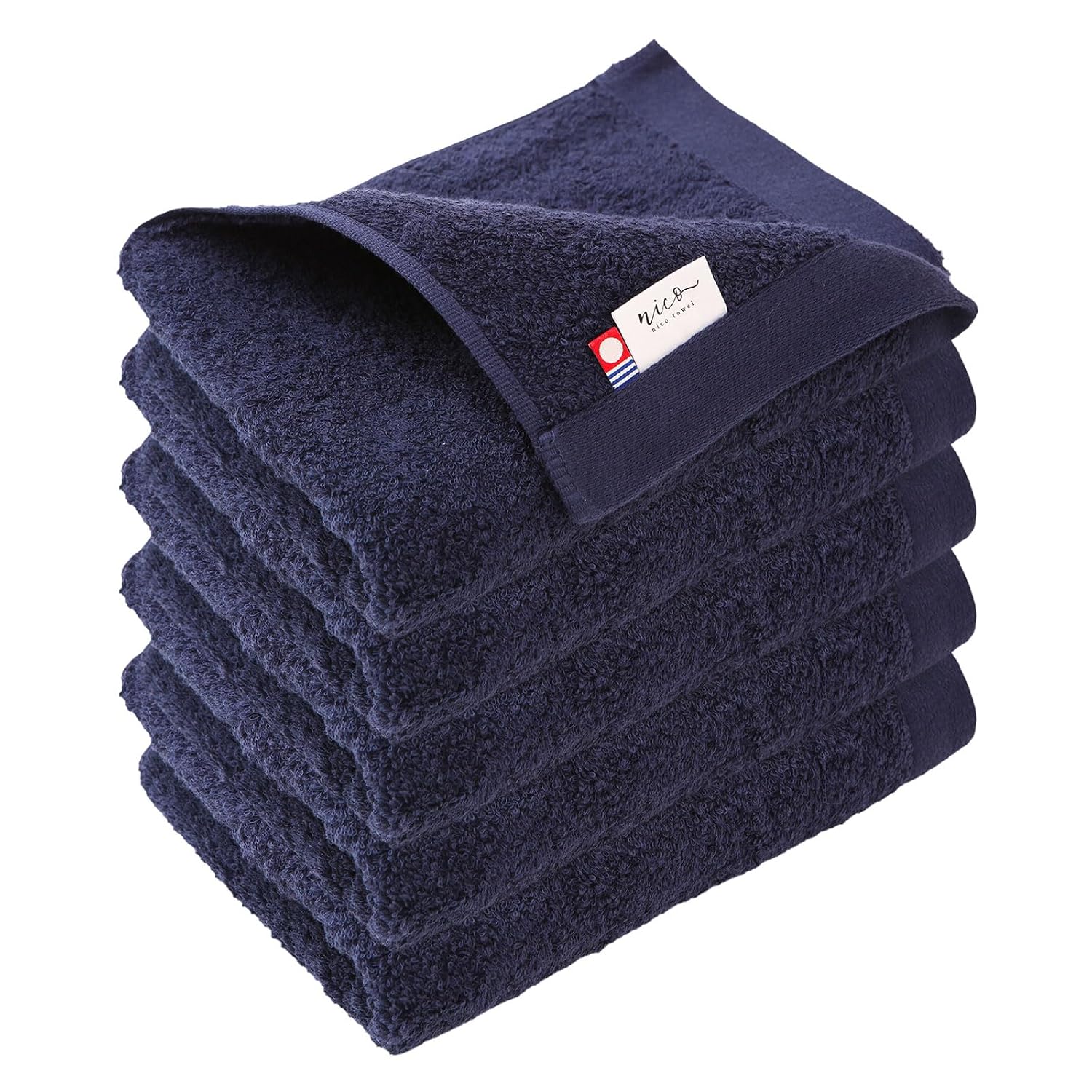 Imabari Towel nico Face Set 5 Resort Hotel 34x85cm Soft Texture High Quality Standard Fluffy Cotton 100 Plain Made Japan (Lapis)