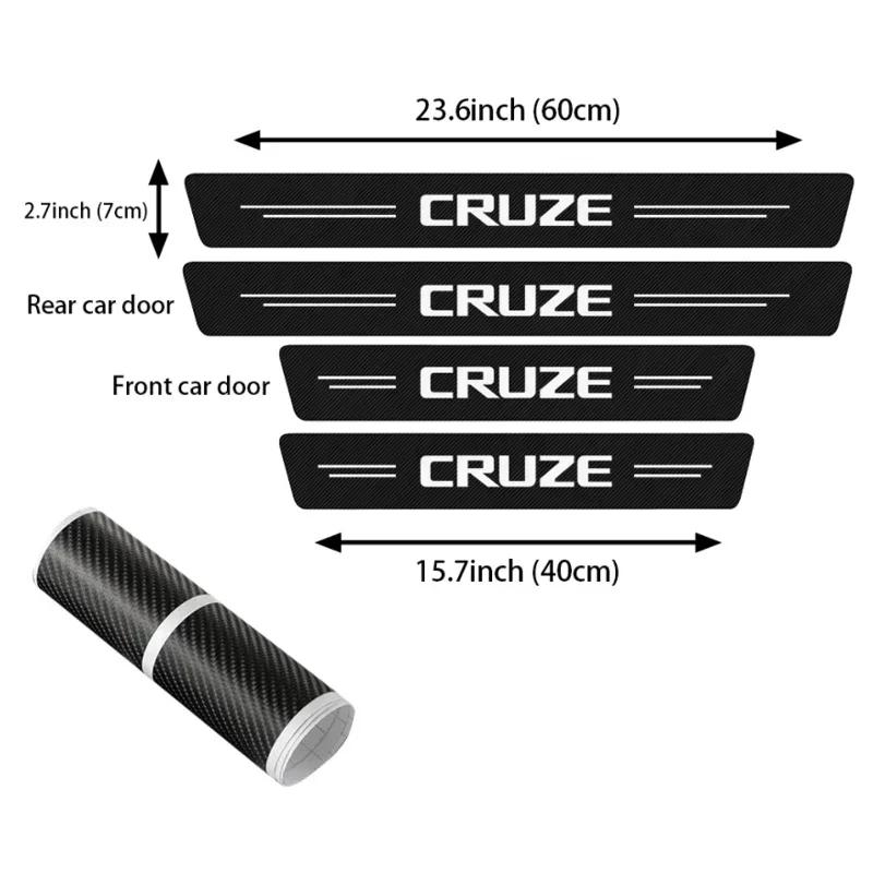Car Threshold Stickers Door Sill Scuff Protective Plate for Chevrolet Cruze Logo Emblem Trunk Door Pedal Bumper Guard Strips