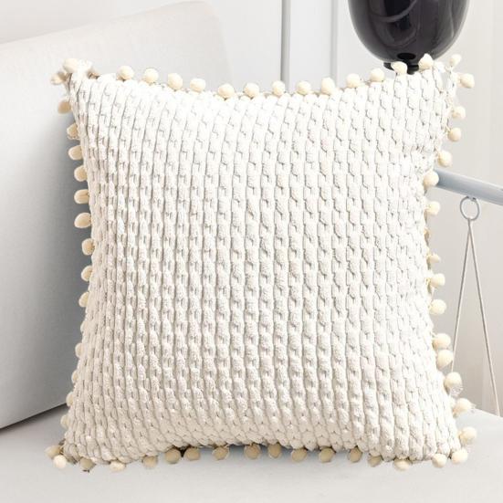 Pouzdro na polštář Stylový měkký jednobarevný povlak na polštář 45x45 cm Pouzdro na polštář v severském stylu se střapcem Kulový povlak na polštář Potřeby pro domácnost