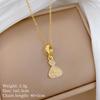 Stainless Steel Copper Micro-Inlaid Natural Stone Heart Fashion Light Luxury Elegant Electroplated Sporty Unisex Necklace