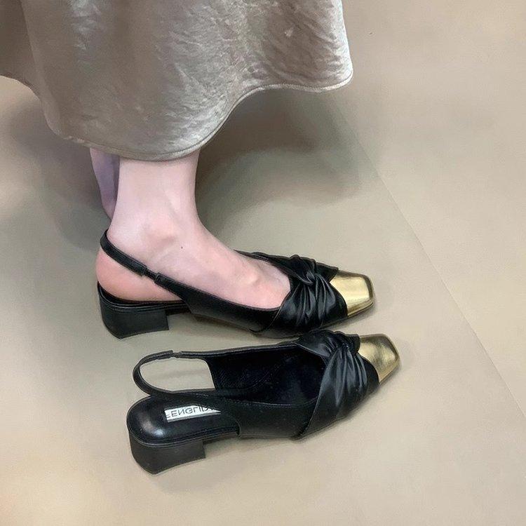 French Xiaoxiangfeng Evening Single Shoes Women's 2025 Summer New Gentle Temperament Versatile Casual Bag Head Sandals Outer Wear