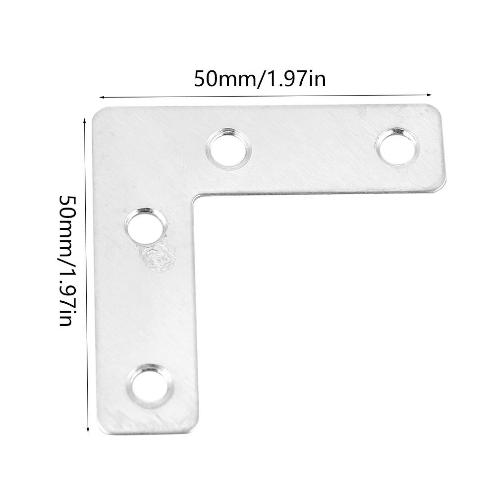 50 peças Placa de Canto em L de Aço Inoxidável Conector Conexões para Móveis Conectores (80 mm)