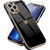 Protective Case - PROSHOP - iPhone 13 Pro - Black - Heart Pattern - Shockproof TPU
