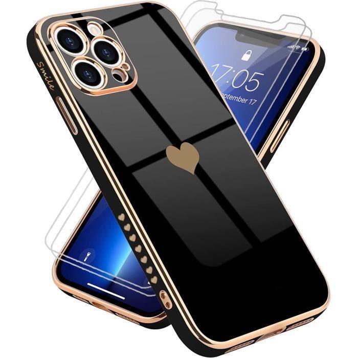 Protective Case - PROSHOP - iPhone 13 Pro - Black - Heart Pattern - Shockproof TPU
