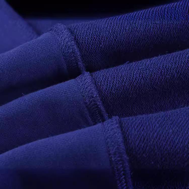 HEYPLAY Unisex Trendige Blaue Reißverschlussjacke mit Rotes Herz & Großem Schwarzen Herz auf dem Rücken, Kapuzenpullover mit Stehkragen.