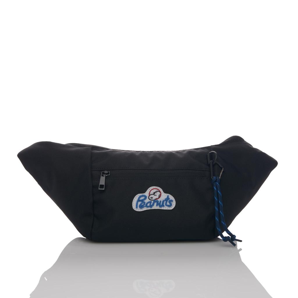 Super Water-Repellent RE-PET Banana-Shaped Shoulder Bag, Black, Logo, Snoopy, SPZ-3343