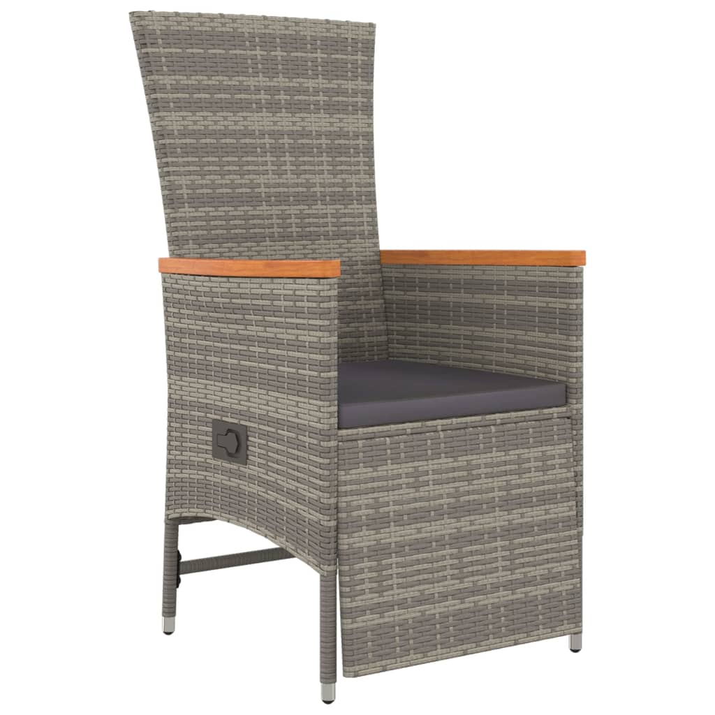 Vidaxl 7-Cz. Garden Furniture Set With Cushions, Grey, PE Rattan