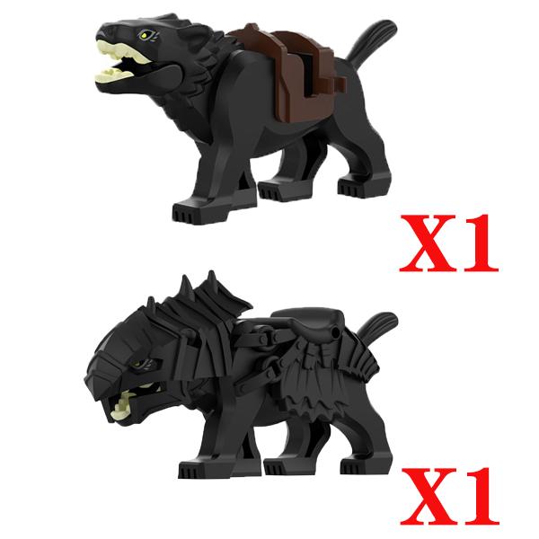 MOC Medieval Wolf Building Blocks Castle Army Knight Soldiers Figures Mount Animal Bricks Toys Gift DF004
