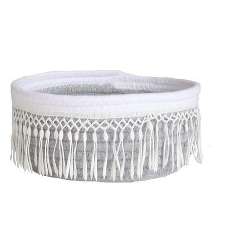 New Tassel Desk Storage Box Cotton Thread Weaving Thicken Storage Basket Cosmetic Case Kids Toys Org