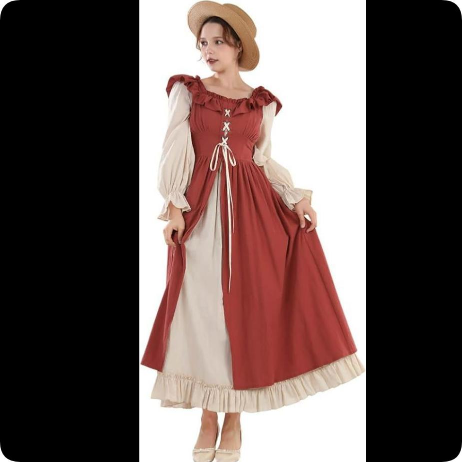 Renaissance Dress Women's Medieval Renaissance Fairy Dress Long Sleeve Irish