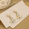 Elegant Pearl Butterfly Stud Earrings - 925 Sterling Silver, Light Luxury, New 2026 Women's Accessories.