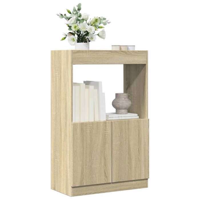 VidaXL Buffet haut chêne sonoma 63x33x100 cm bois d'ingénierie, armoire à livres, armoire à livres moderne, étagère à livres 855099