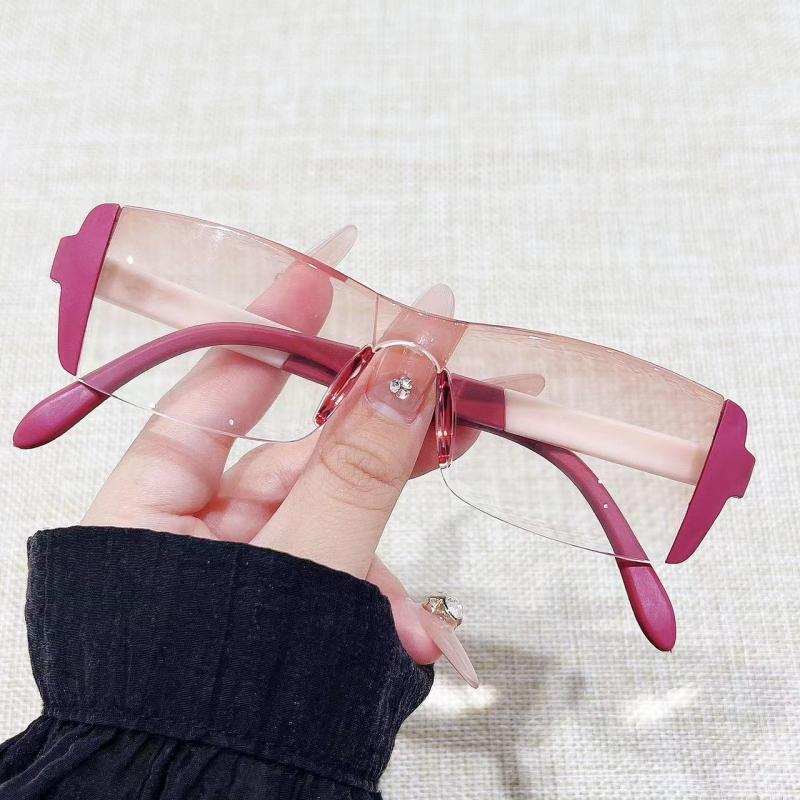 Women Vintage Rimless Bifocal Glasses Luxury Design Far Sight Reading Glasses Square Transparent Presbyopia Eyewear for Man Lady