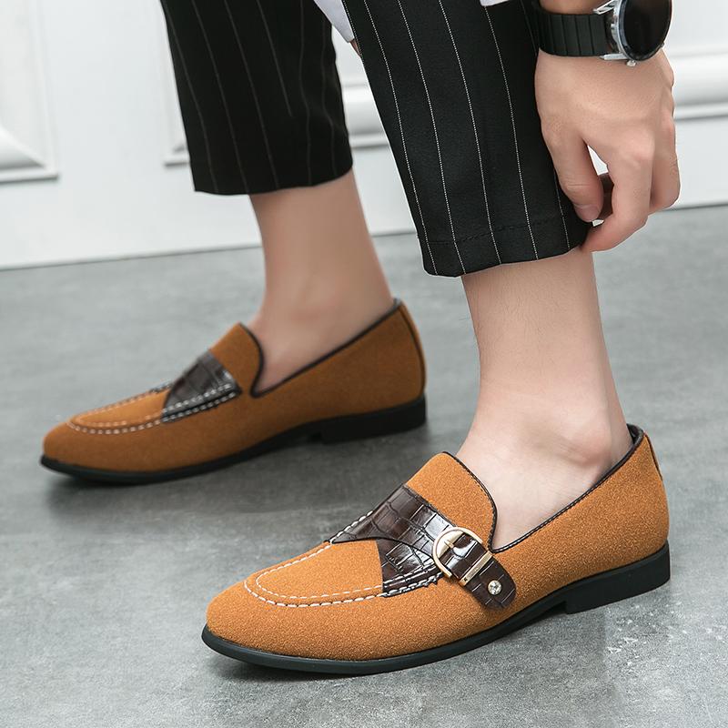 Luxury Designer Suede Patent Leather Monk Strap Driving Shoes Men Formal Wedding Prom Dress Homecoming Sapatos Tenis Masculino