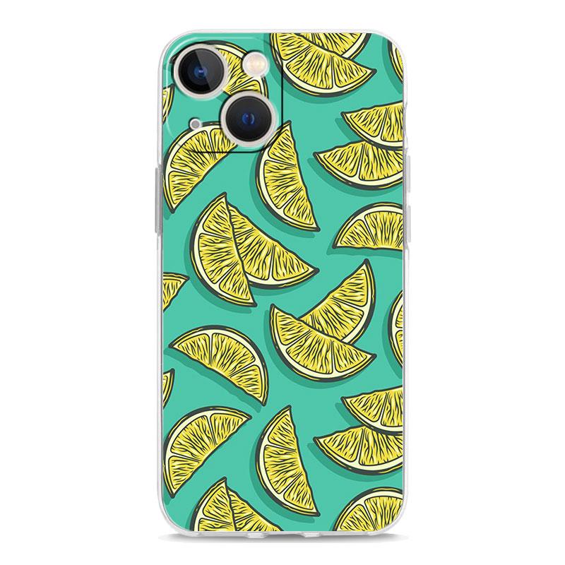 Mediterranean Lemon Luxury Transparent Soft Phone Case For iPhone 14 13 12 11 Pro Max XS X XR SE 7 8 Plus Shockproof Clear Cover