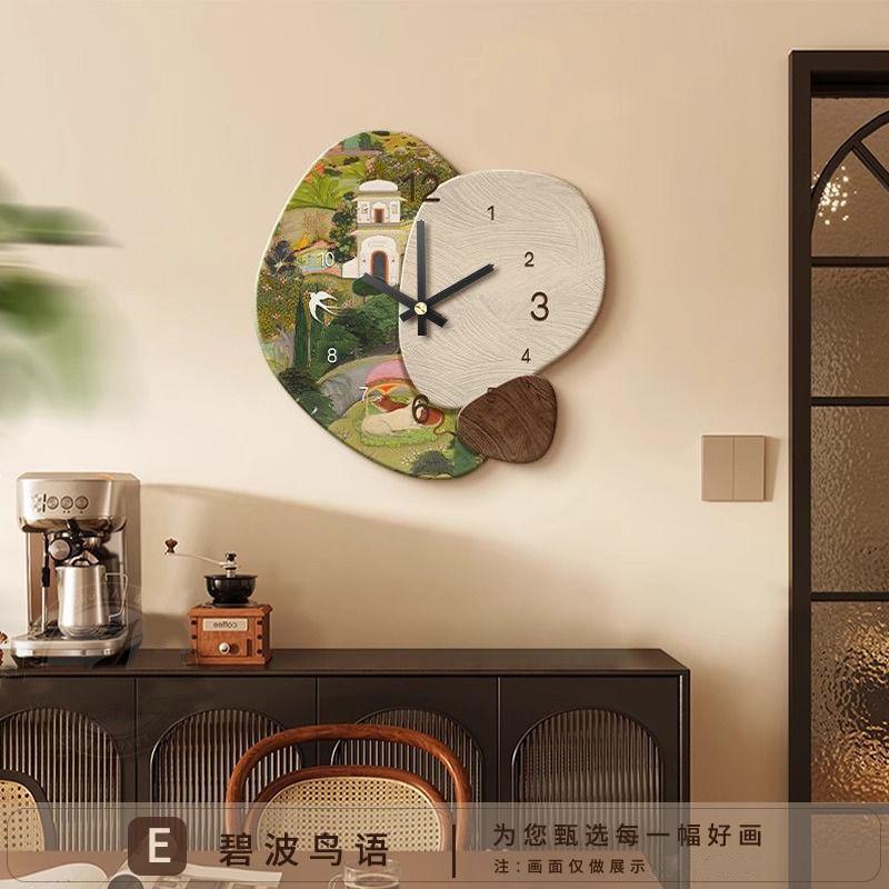 2025 New Decorative Painting Clock Antique Dining Living Room Wall Hanging Clocks Watch Home Decoration