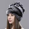 New Luxury Women Fur Hat For Winter Handmade Natural Rex Rabbit Fox Fur Cap Fluffy Female Fur Headgear Brand Warm Beanies Cap
