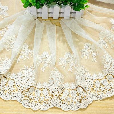 1 metri/lotto larghezza 25 cm tessuto di cotone beige pizzo grazioso tessuto di pizzo ricamato di qualità abbigliamento donna fai da te pizzo trim