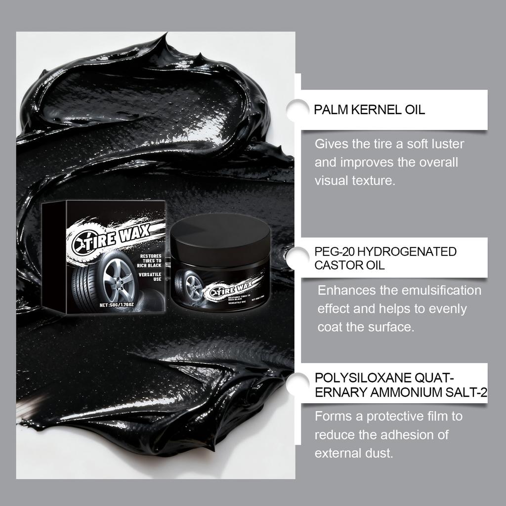 Wosk do opon; Smar do opon; Konserwacja opon; Środek do Dekontaminacji i Rozjaśniania Piast Kół(50g)