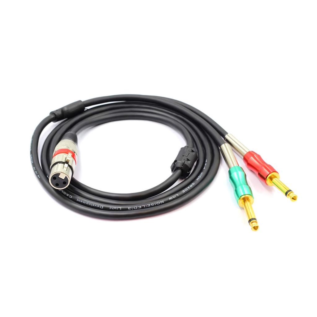 SiYear- 6.6ft XLR Female 3-Pin To 6.35mm 14" Mono Male Audio Y Splitter Cable, Dual 6.35mm 14" Male To XLR Female Stereo Microphone Audio Converter