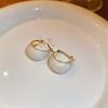 Luxury Female White Enamel Hoop Earrings Vintage Fashion Gold Color Wedding  For Women