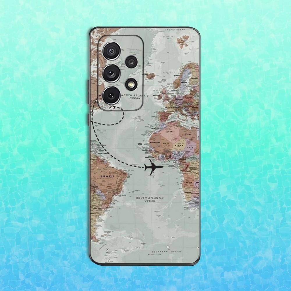 Flight Route Map Phone Case For Samsung S25,S24,S23,S22,S21,S20,S10,Ultra,Plus,Lite,FE,Soft Silicone Black Cover